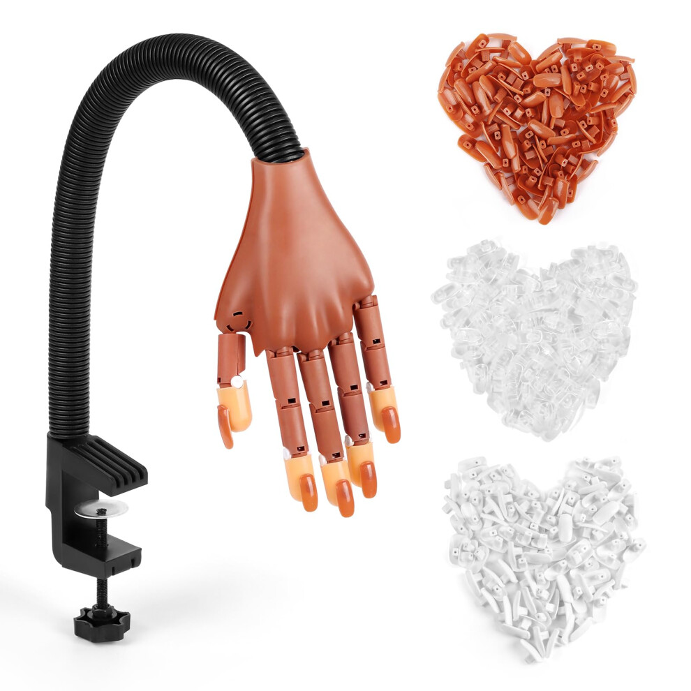 Adonafy Nail Practice Hand For Acrylic Nails: Flexible Nail Hand Practice Model - Realistic Nail Training Hand Manicure Kit For Beginners Salon Home With