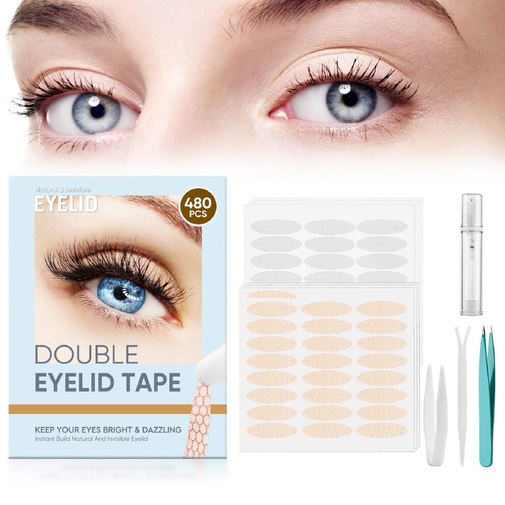 Ecbasket Eyelid Lifter Strips, Eyelid Tape Instant Lifting Heavy Hooded/Droopy/Uneven Eyelids, Eye Lid Lift Tapes Long-Lasting/Waterproof/Two Types, 480Pcs