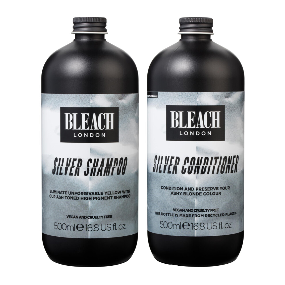 Bleach London Silver 500Ml Silver (2 Pack X 500Ml) Bleach London Shampoo X 500Ml & Bleach London Conditioner X 500Ml