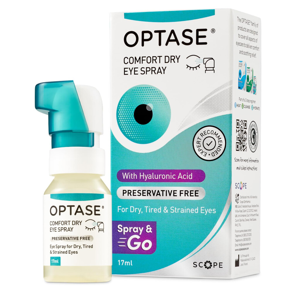 Optase Comfort Dry Eye Spray - For Tired, Irritated & Strained Eyes And Eyelids - 300 Sprays - 17Ml