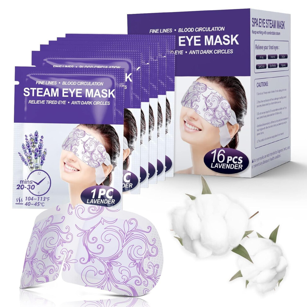 Bemylady Dark/Lavender Self Heating Eye Mask For Circles And Puffiness Soothing Headache Relief, Steam Eye Masks For Sleeping,Puffy Eyes,Travel