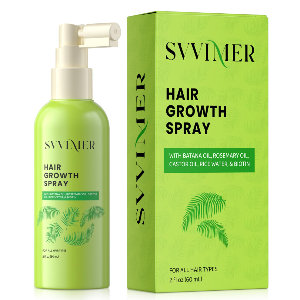 Svvimer Hair Growth Spray Serum - With Rosemary Biotin Batana Oil For Hair Loss And Thinning Hair - Thicker Fuller Hair For Women Men 60 Ml (Pack Of