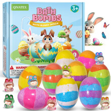 Qivatex Easter Gifts for Kids Rabbits Bath Bombs, Birthday Gifts for Boys Girls Natural and Organic Kids Bath Bombs Bubble Gift Set 9 Pack Easter