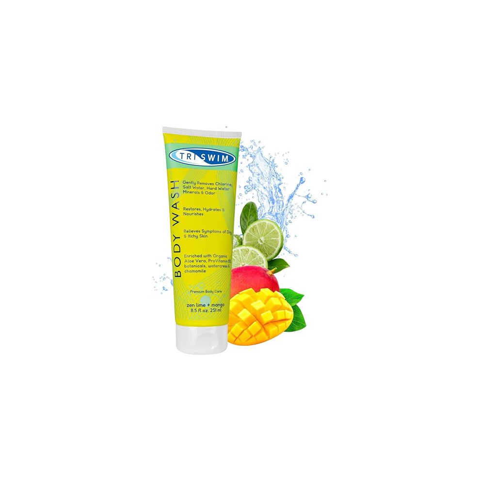 Triswim Chlorine Removal Body Wash | After Swim Care Shower Gel | Moisturising Anti-Chlorine Vegan Shower Gel For Swimmers | Intensive Hydration Body