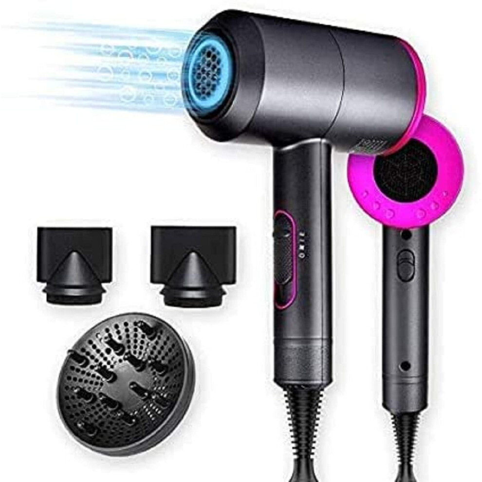 Jooayou Professional Hair Dryer 2000W Fast Dry Negative Ions Hair Blow Temperature Hairdryer With Diffuser Hairdryer With 2 Speeds, 3 Heating And Cool