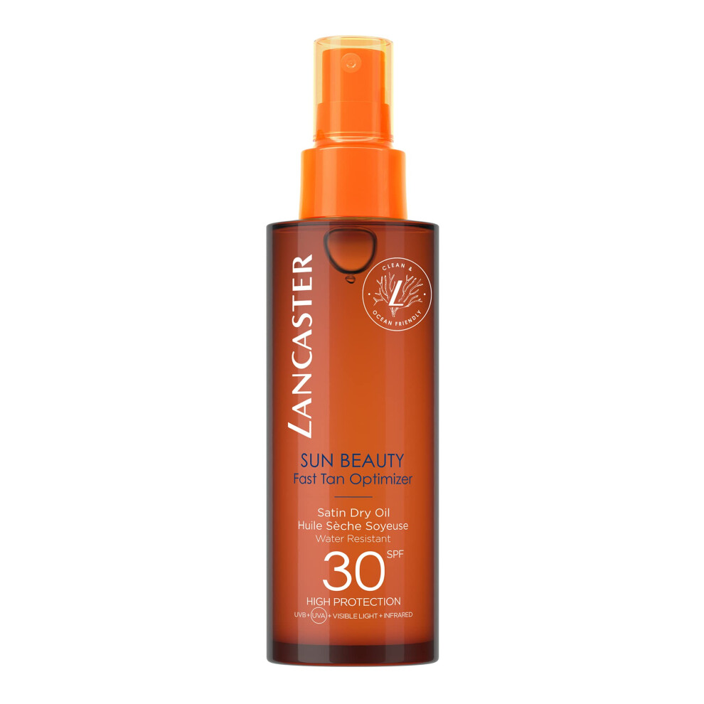 Lancaster Sun Beauty Tan Optimizer Dry Oil Spf30 150Ml, Sunscreen For Body, Broad Spectrum Sun Protection