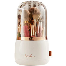 Bingobang Makeup Organiser Brush Holder 360 Rotating with Dustproof Lid, Spinning Cosmetic Organizer Acrylic, Storage for Lipstick, Lip Gloss,