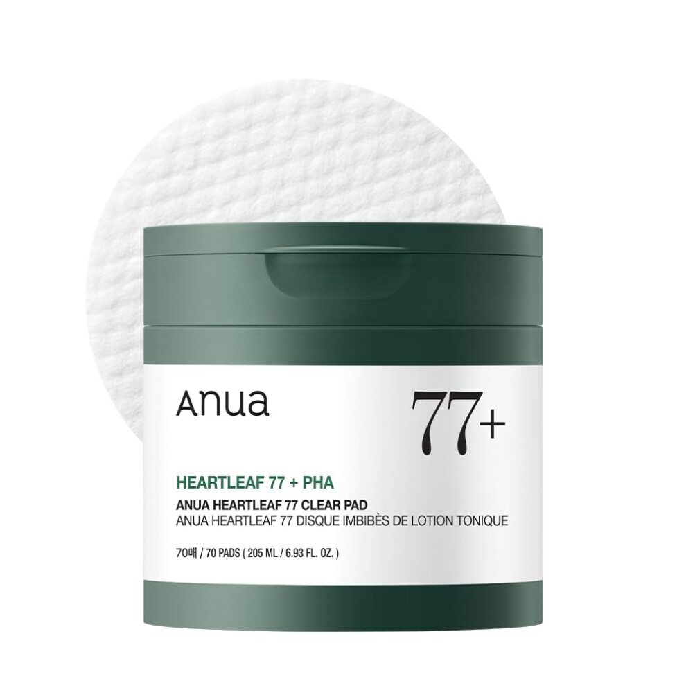 Anua Heartleaf 77 Toner Pad, Mild Exfoliating Facial Pads For Glass Skin, Hydrating Pore Care For Sensitive Skin, Heartleaf Extract, Pha, Centella,