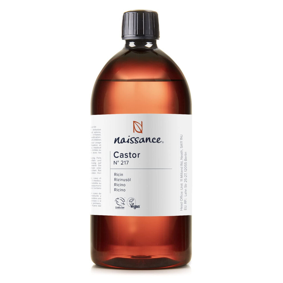 Naissance Cold Pressed Castor Oil (No. 217) - 870Ml - For Eyelashes, Eyebrows, Beard, Hair Growth, Nails, Skin, Hexane Free