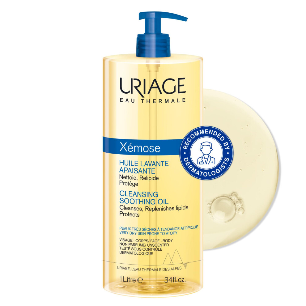 Uriage Xemose Cleansing Soothing Oil - Nourishing Cleansing For Face & Body With 19% Glycerin & Shea Butter - Dry Skin Prone To Atopy - Soothes