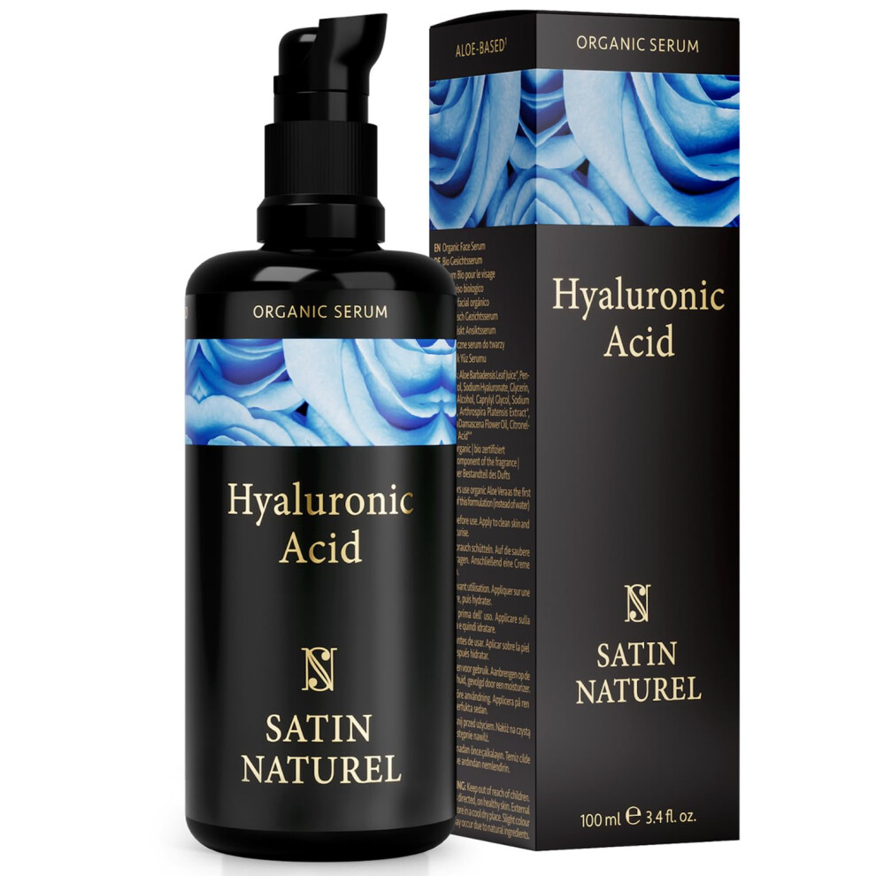Satinnaturel Satin Naturel Hyaluronic Acid Serum For Face 100Ml, Face Skincare For A Rejuvenated Skin - Collagen Serum With Organic Aloe Vera For Sensitive Skin
