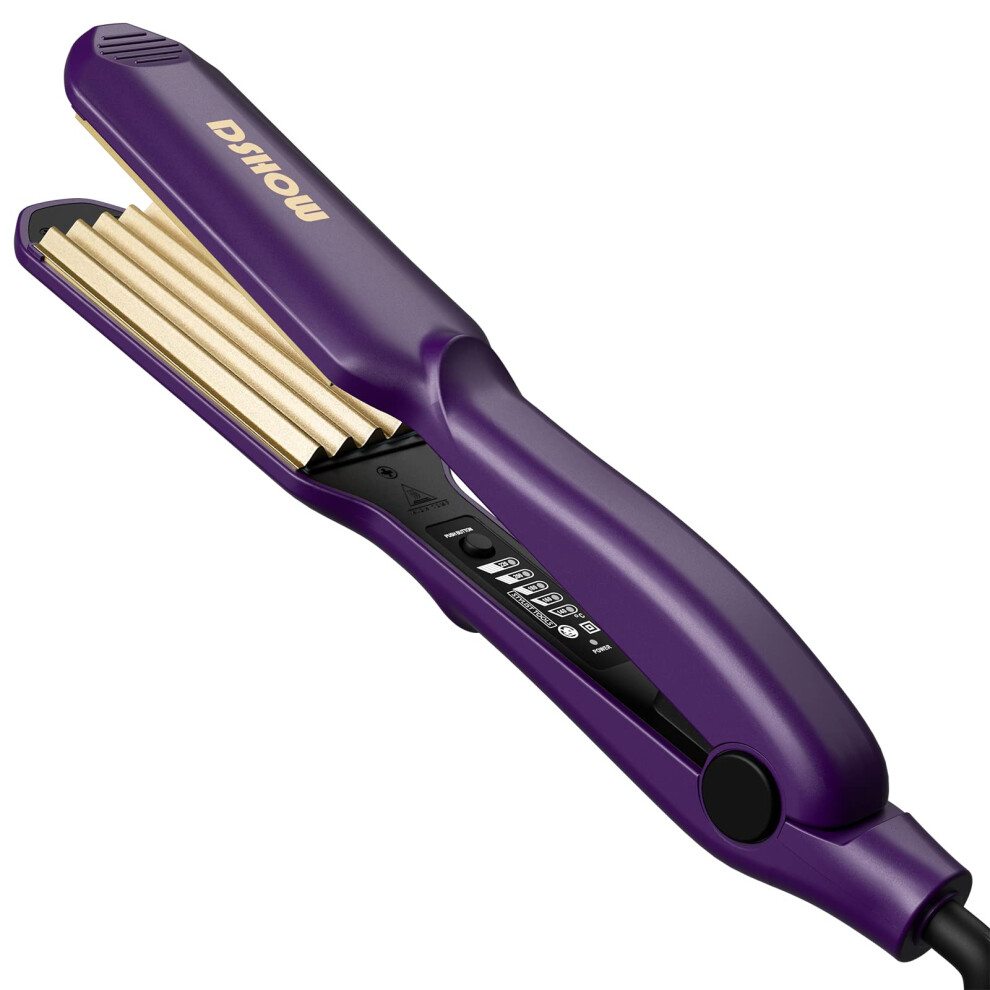 Dshow Crimping Iron Hair Crimper For Hair Hair Waver Volumizing Crimper With Titanium Ceramic Plates Styling Tools For Women Girls (Purple)