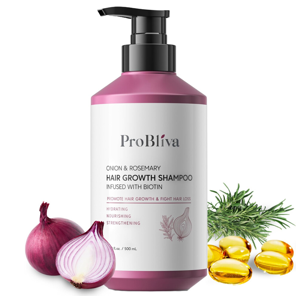 Probliva Onion Biotin & Rosemary Shampoo: Hair Growth Shampoo Promotes Healthier, Thicker And Stronger Hair For Men & Women - Fights Hair Loss, Nourishes