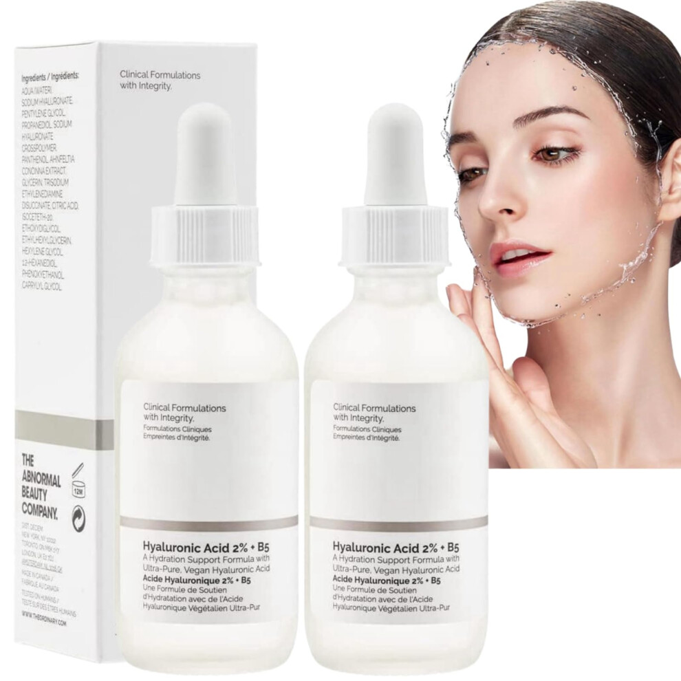 Ruojiar 2Pcs Hyaluronic Acid 2% + B5,Hyaluronic Acid Serum For Face,Hyalu B5 Serum,Face Moisturiser,Skincare Serum To Plump And Smooth Skin,Face Serum For