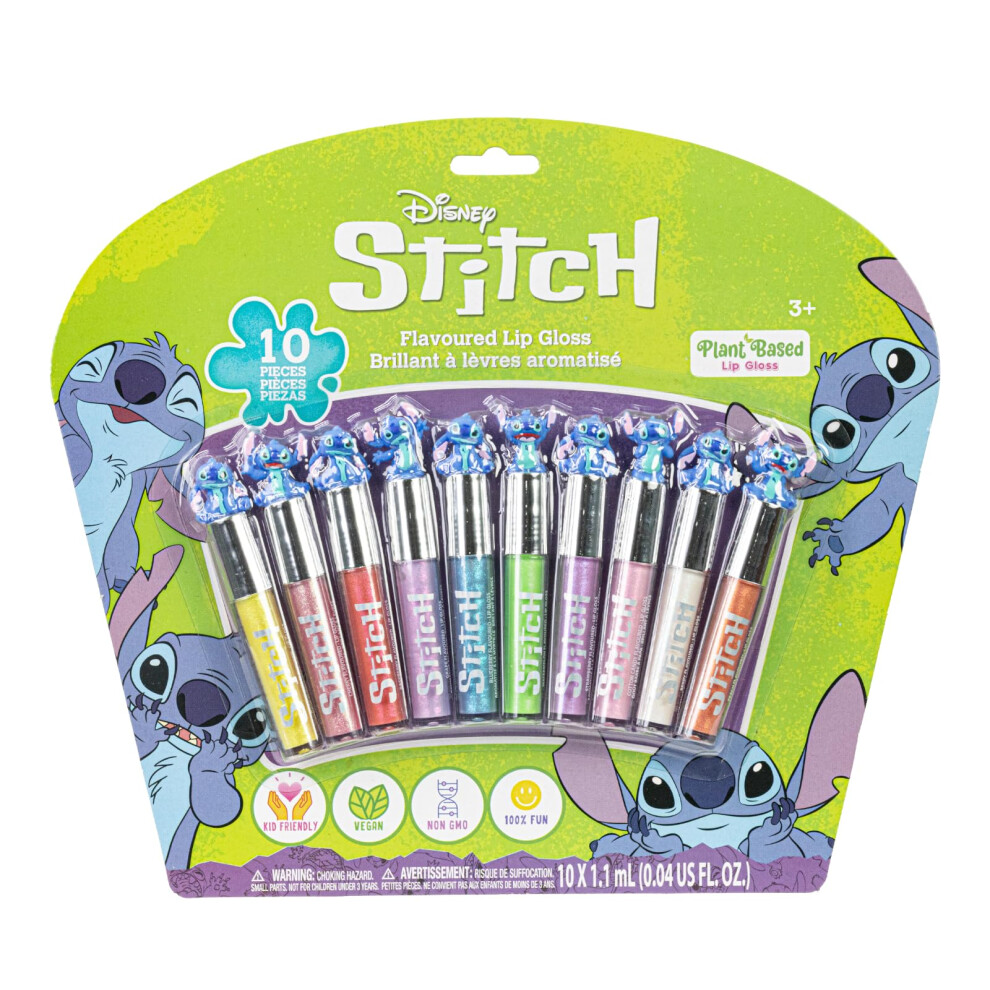 Townley Girl Stitch 10 Piece Plant Based Lip Gloss, Girls Party Favours, First Makeup Set For Girl, Perfect For Parties, Sleepovers And Birthday Gifts, Ages 3+, By