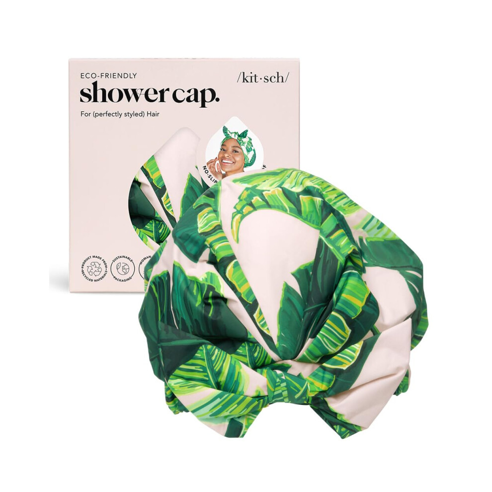 Kitsch Luxury Shower Cap For Women Waterproof - Reusable Shower Cap, Hair Cap For Shower, Waterproof Hair Shower Caps For Long Hair, Non-Slip Cute