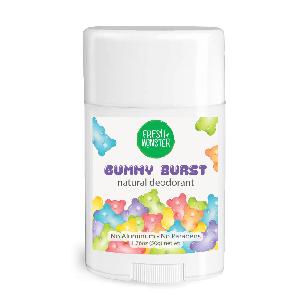 Fresh Monster Natural Deodorant For Kids And Teens | Aluminum Free, Paraben Free, Hypoallergenic | Gummy Burst Scent (1.76Oz)