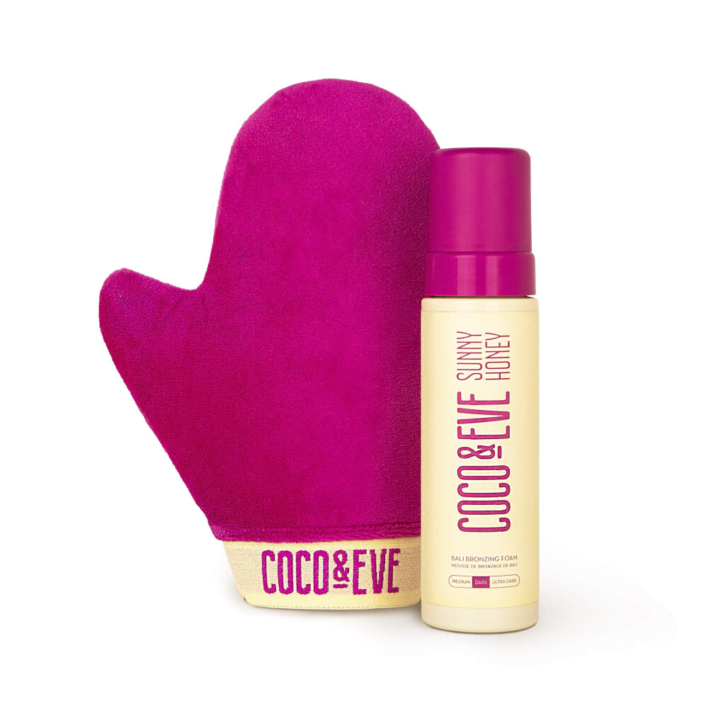 Coco & Eve Dark Sunny Honey Bali Bronzing Self Tanner Mousse Set (Ultra ) - All Natural Sunless Tanning Mousse | Instant Self Tanning Lotion With