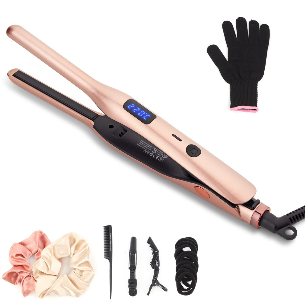 Jaeton Mini Hair Straightener, Pencil Straightener For Short Hair, Beard And Pixies, Straight Or Tight Curler, Adjustable Temperature, Small Flat Iron For