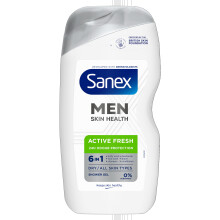 Sanex Men Skin Health Active Fresh Shower Gel 400ml X 6- Dry Skin Body Wash For Men - Controls Body Odour For 24 Hours - Deeply Hydrates - 6-in-1