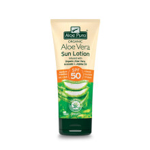 Aloe Pura, Organic Aloe Vera Sun Lotion SPF 50, Natural, Vegetarian, Cruelty Free, Paraben & SLS Free, Long-Lasting Shield, Maximum Protection, 200ml