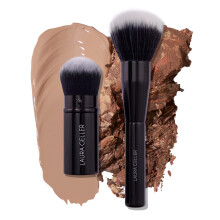 Laura Geller Beauty NEW YORK Better Together Two-Piece Makeup Brush Set for Powders and Foundation, Black, 1.0 count