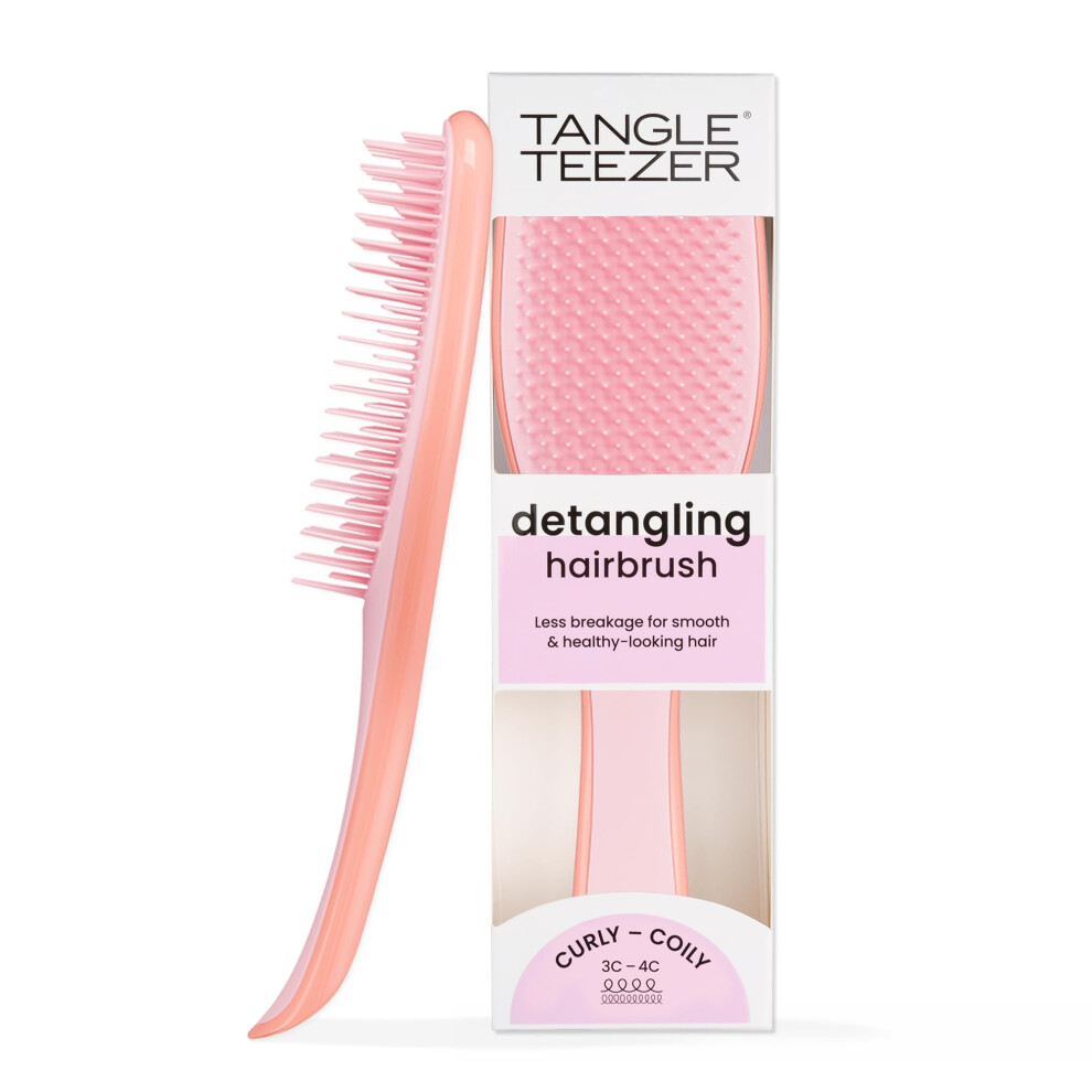 Tangle Teezer | The Naturally Curly Wet Detangler Hairbrush For 3C To 4C Hair | Reduces Frizz | Mango & Pink