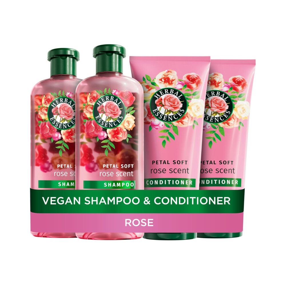 Herbal Essences Rose Scent Petal Soft Shampoo 2X350ml + Hair Conditioner 2X250ml