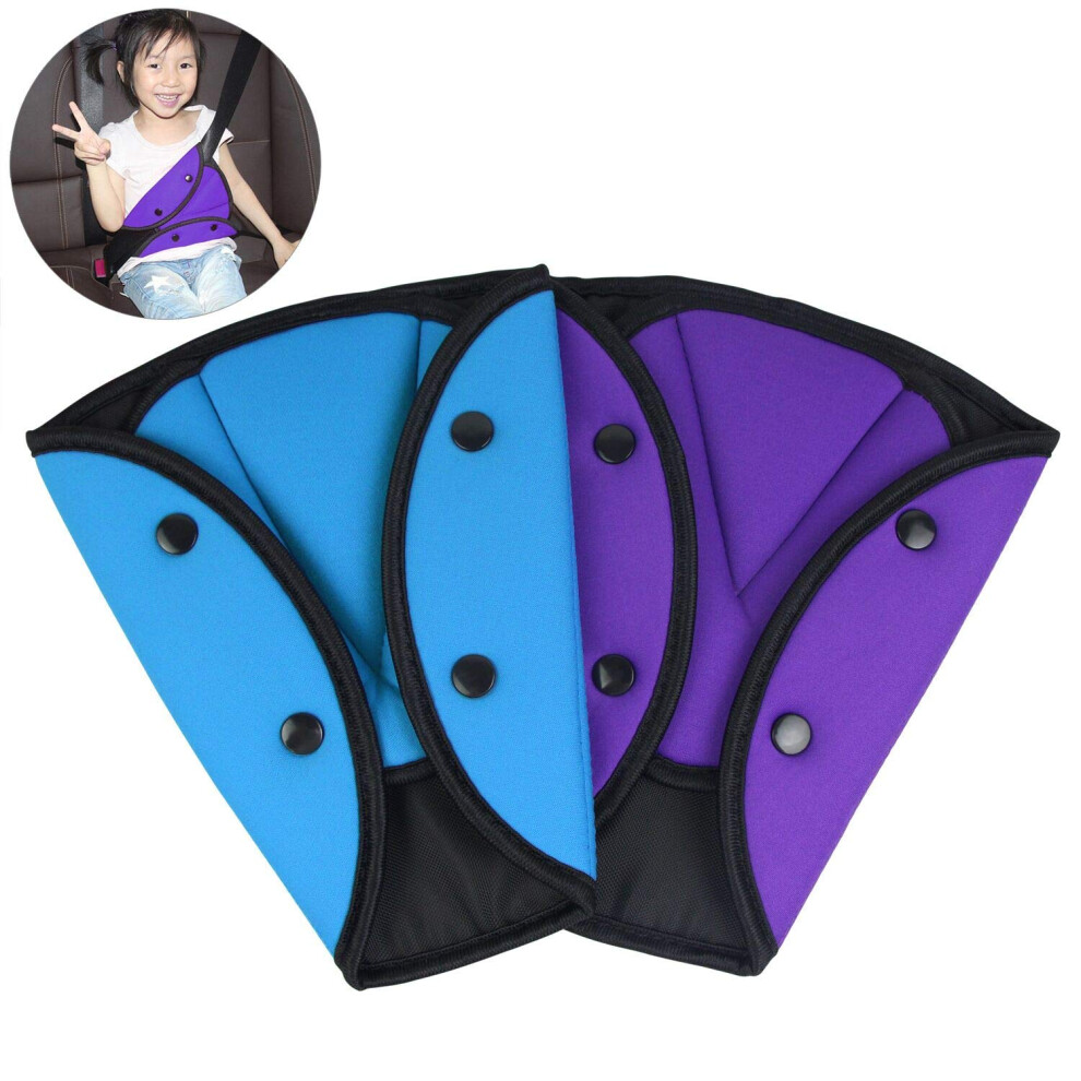 Ak Kyc 2 Pack Car Safety Kids Seatbelt Adjuster Cover Strap Mash Shoulder Pad Children Seat Belt Clips + Purple/Blue 8000002214544