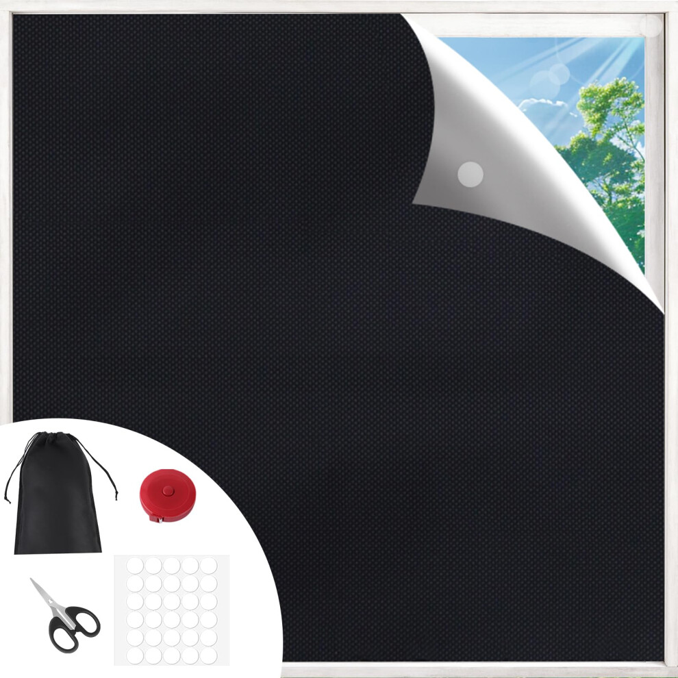 Lanjue 300X150cm Portable Blackout Blind, Blackout Material For Windows Temporary Blackout Blinds Stick On Window No Drill Blackout Blinds With Self Adhesive