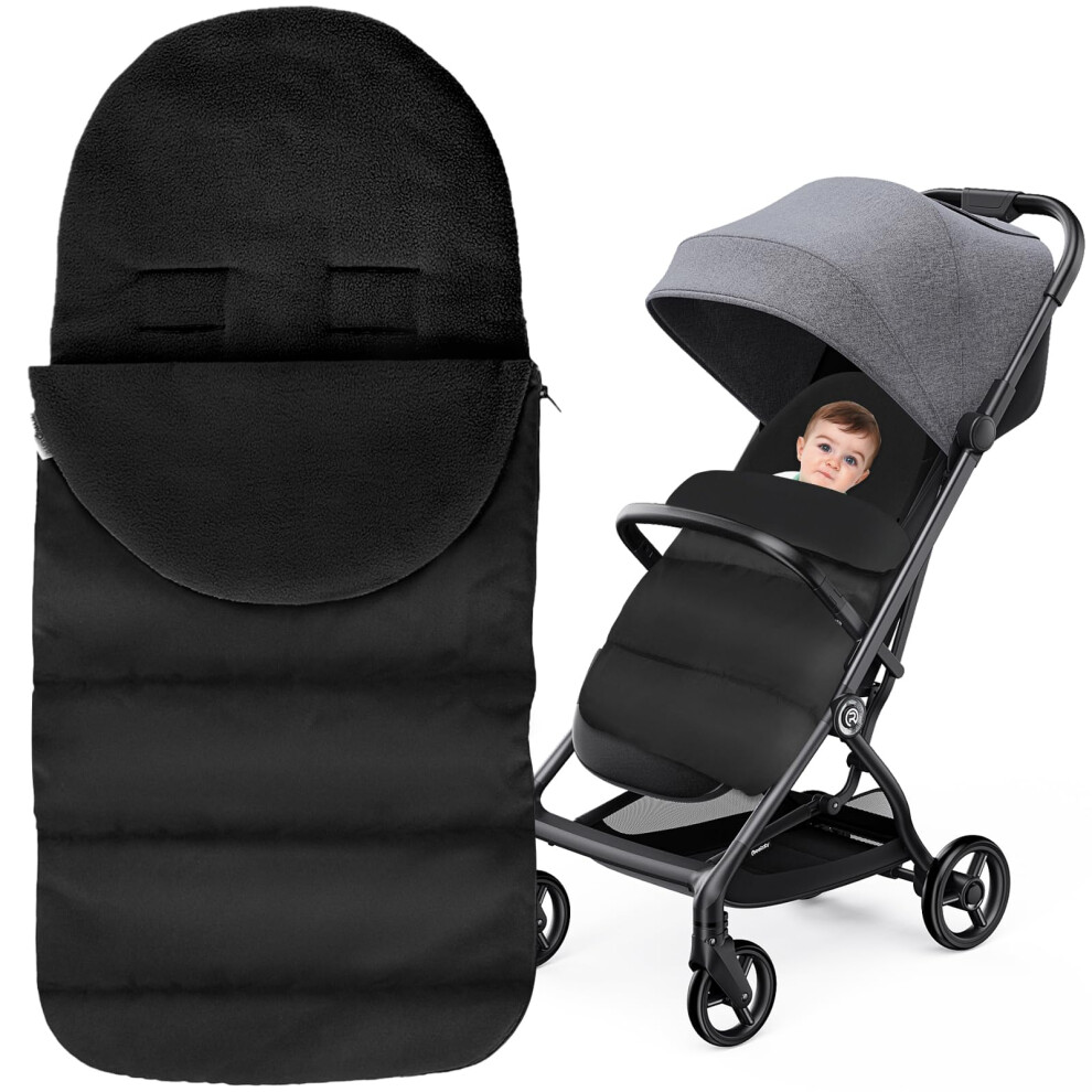 Winuoyang Black Footmuff, Cosy Toes For Pram Pushchair Footmuff Windproof Pram Footmuff Universal Baby Sleeping Bag For Pushchairs Strollers Prams Buggy (Black)