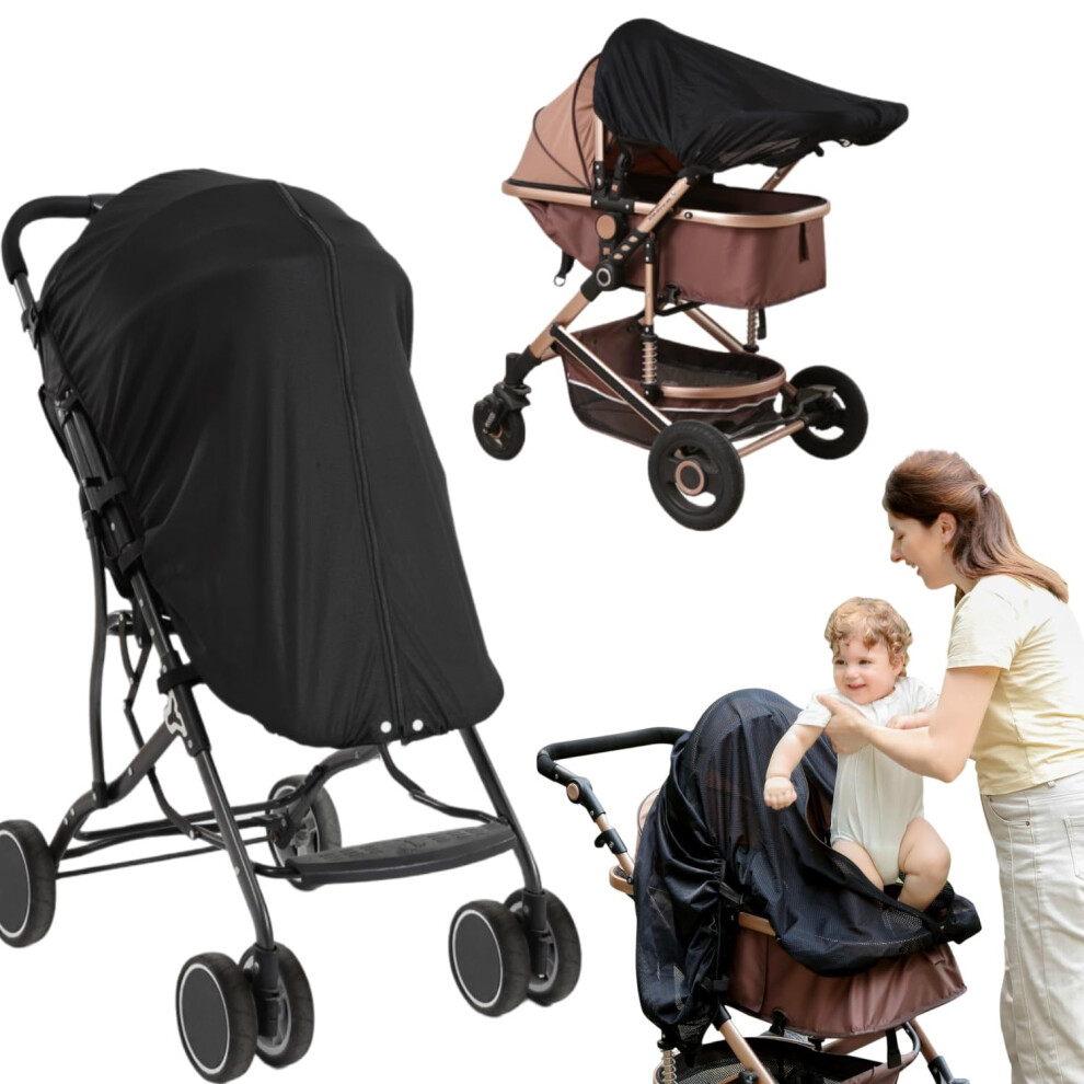 Pram Sunshade Cover,Pram Sleep Sun Cover,Pram Parasol,Sunshade And Sleep Aid For Prams,Pushchairs,Travel Strollers,Carriers,Ventilated And Cispree