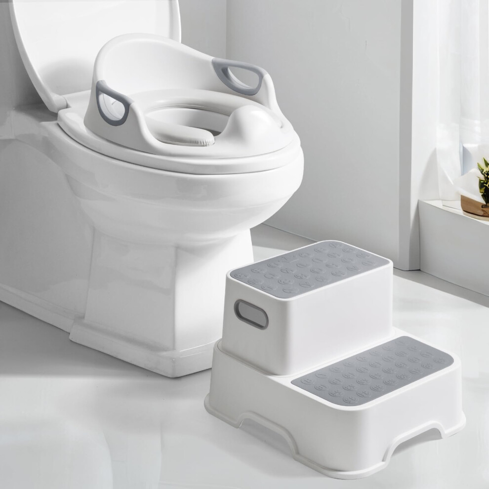 Potty Training Toilet Seat With Toilet Steps For Toddlers, Kids Toilet Seat Boys Girls, 2 In 1 Toddler Toilet Seat And Step With Splash Guard, Deanic