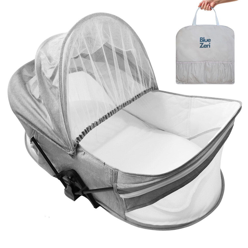 Zeri Portable Baby Bed Lightweight & Compact - Travel Bassinet For Babies -Baby Bassinet Newborn - Baby Travel Crib - Baby Nest Pod Newborn - Blue Blue Zeri