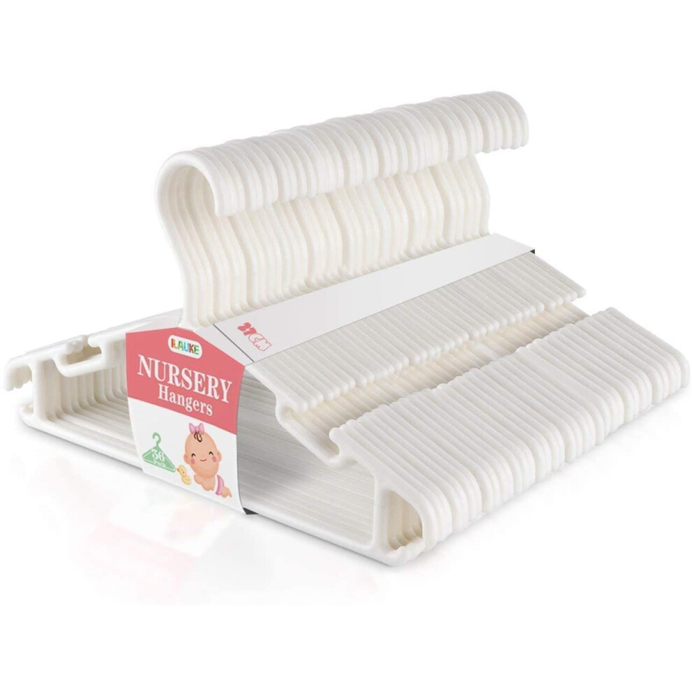 36 Pack Plastic Nursery Hangers, Ultra Thin Space Saving Baby Hangers Nonslip Tubular Hangers White Ilauke