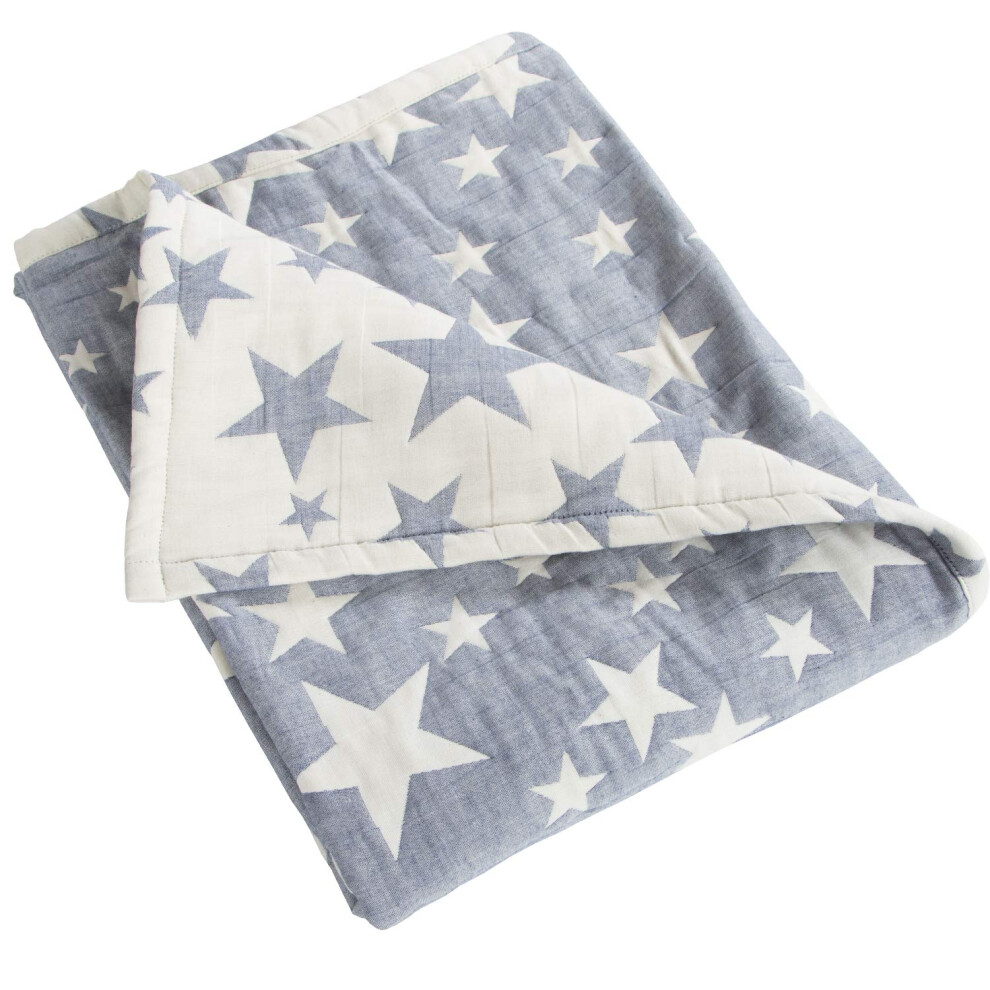 3 Layer Baby Muslin Cotton Toddler Blanket, 76X102 Cm Jacquard Reversible Nursery Bed Blanket, Super Soft And Thermal Cot Bed Blanket For All Ntbay