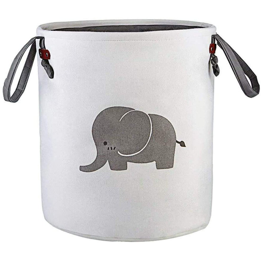 Jiuj Storage Baskets,Cotton Foldable Round Home Organizer Bin For Baby Nursery,Toys,Laundry,Baby Clothing,Gift Baskets(Gray)(Elephant)