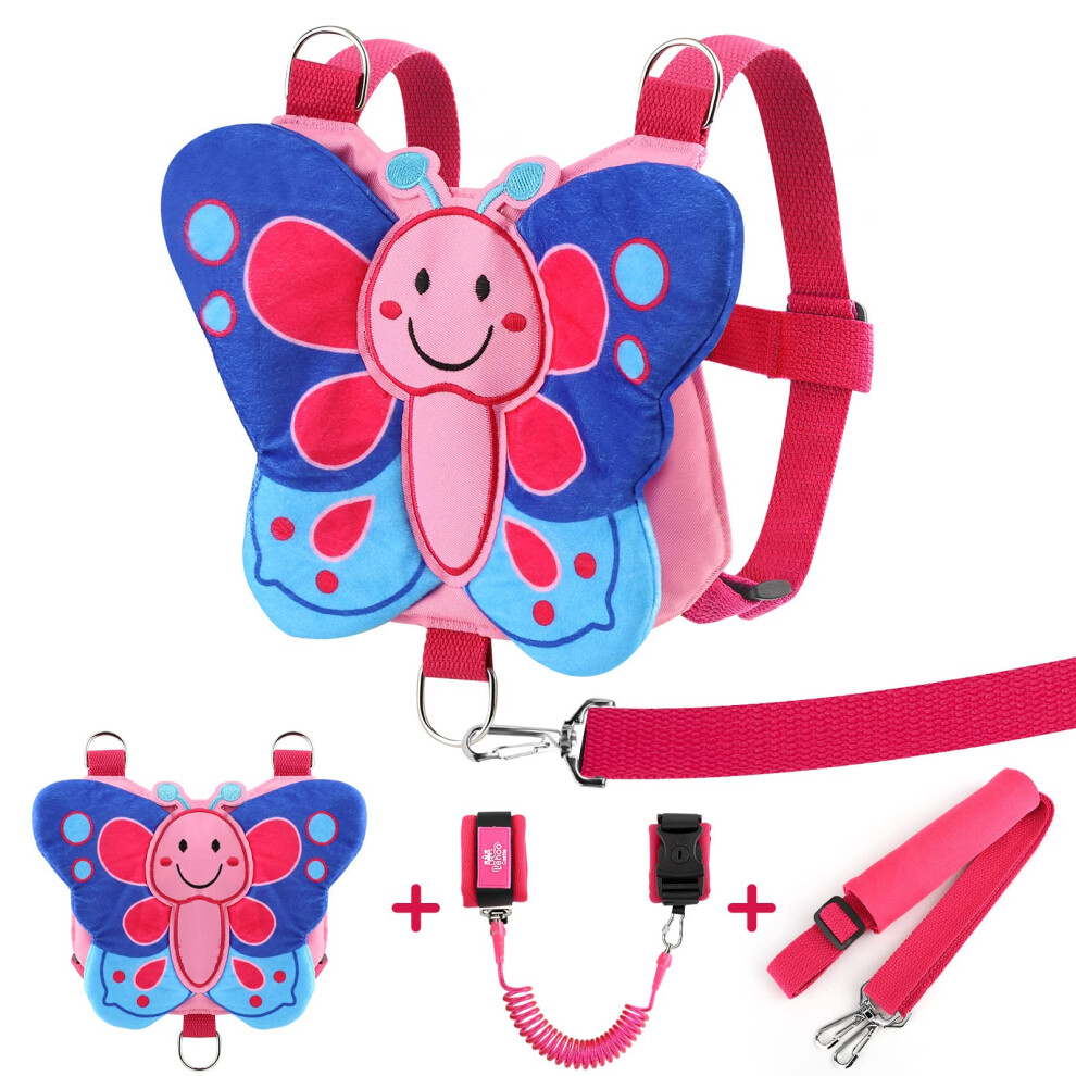 Toddler Reins Girls, 4 In 1 Baby Reins Walking Harness Butterfly Wings, Reins For Toddlers Girls With Anti Lost Wrist Link, Toddler Lehoo Castle