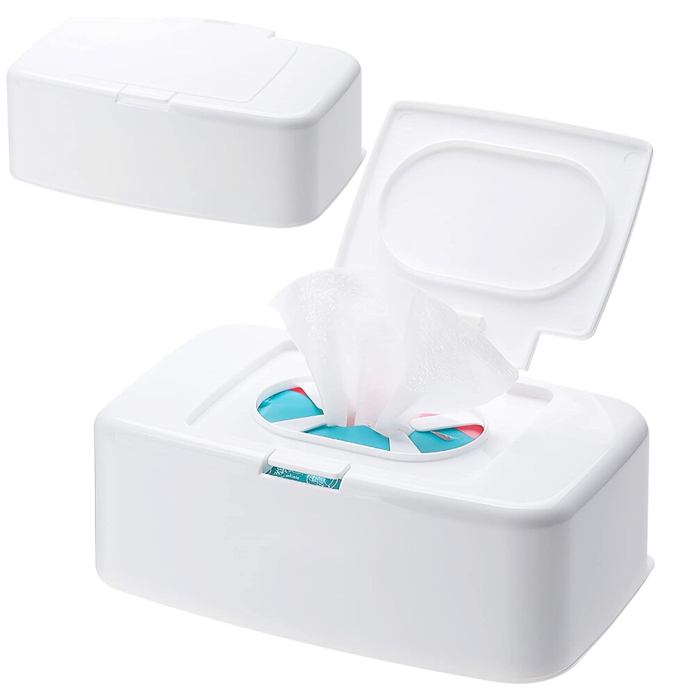 2 Pcs Wet Wipe Dispenser,Wet Wipes Box With Lid,Wet Wipe Holder,Moist Toilet Tissue Box,Baby Wipes Dispenser Box For Home, Office And Car Funmo