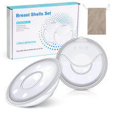 Lilian&Gema Breast Milk Collector, 2 x 30ml Milk Collection Shells, Milk Let Down Catcher, Soft Silicone, Massage Design, Leak Protection, Save