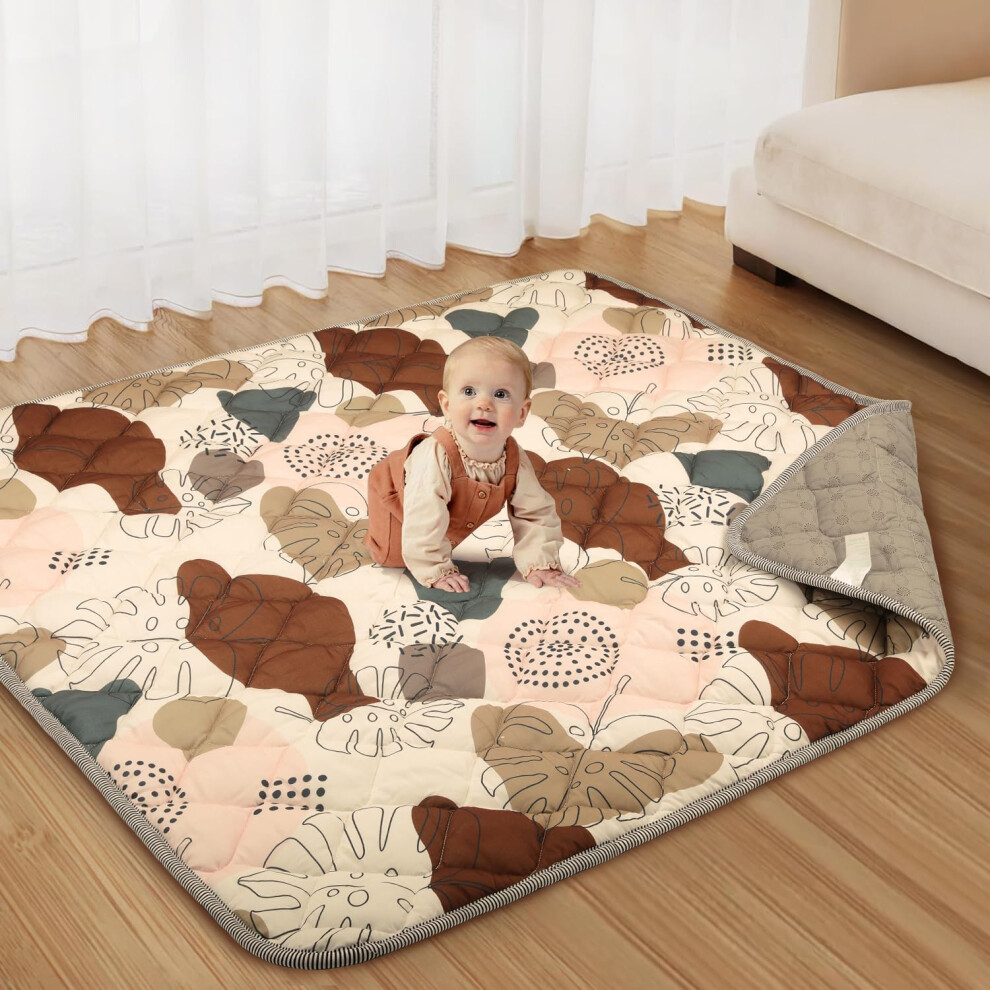 Baby Play Mat 130x130cm, Baby Mats for Floor Play Thicken Soft Padding Playmats for Babies and Toddlers Infants, Foldable and Machine Washable Baby-image-OPC-PMXVNFT-NEW