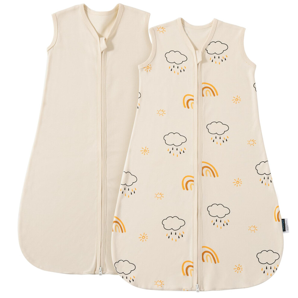 Baby Sleeping Bag 0.5 Tog 0-6 Months Sleep Sack 2Pcs With Organic Cotton | Newborn Wearable Blanket With Dual Zipper | Oeko-Tex Certified Pewingo