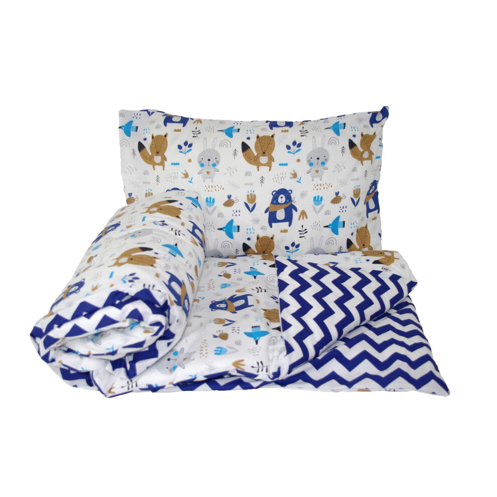 Baby's Comfort Reversible 2Pcs Baby Bedding Set Duvet/Quilt Cover + Pillowcase (120X90cm For Cots And Cotbeds, 3 - Beige Chevron/Cream)