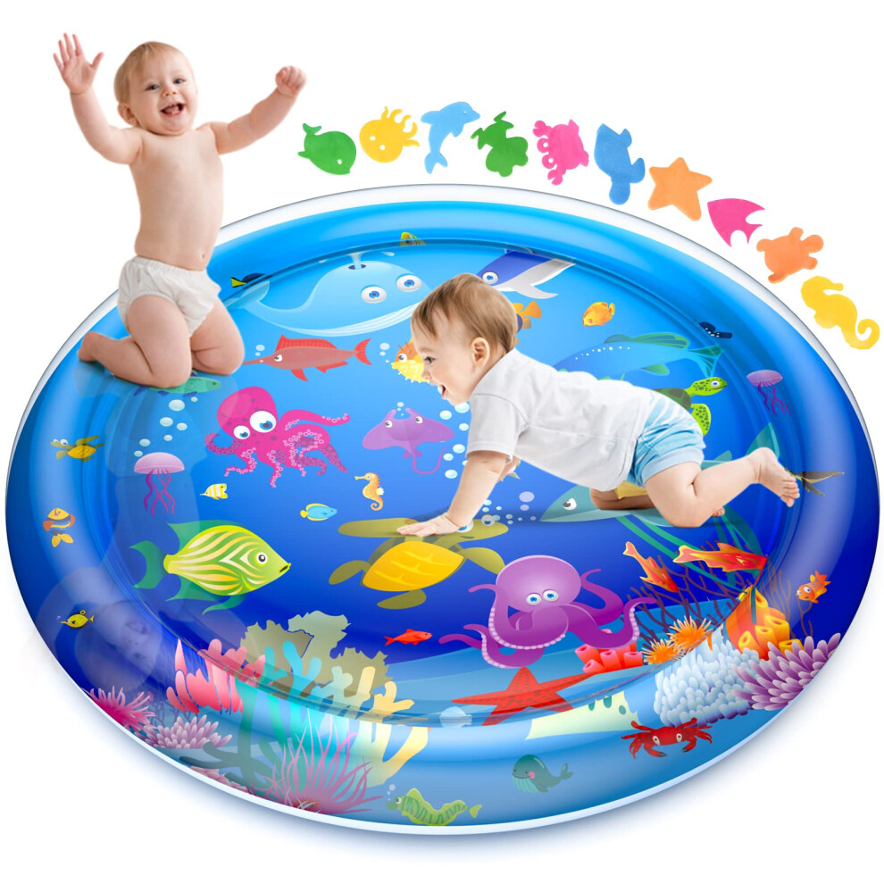 GOLDGE Tummy Time Mat for Kids, 100 X 100 cm Water Play Mat Toys, Large Size Inflatable Tummy Time Water Mat for Baby Early Development Activity-image-OPC-PMXVNQ7-NEW