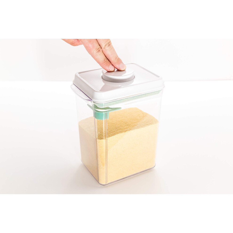 One Touch Baby Milk Powder Dispenser - Airtight Food Storage Containers With Lid For Formula, Coffee, Cereal, Flour - Includes Spoon & Super Doopers