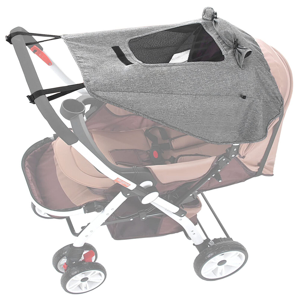 Universal Buggy Pram Sunshade, Pram Baby Sun Shade Sun Cover With Viewing Window For Strollers Pushchairs Uv Protection Water Resistant Grey Hantoc