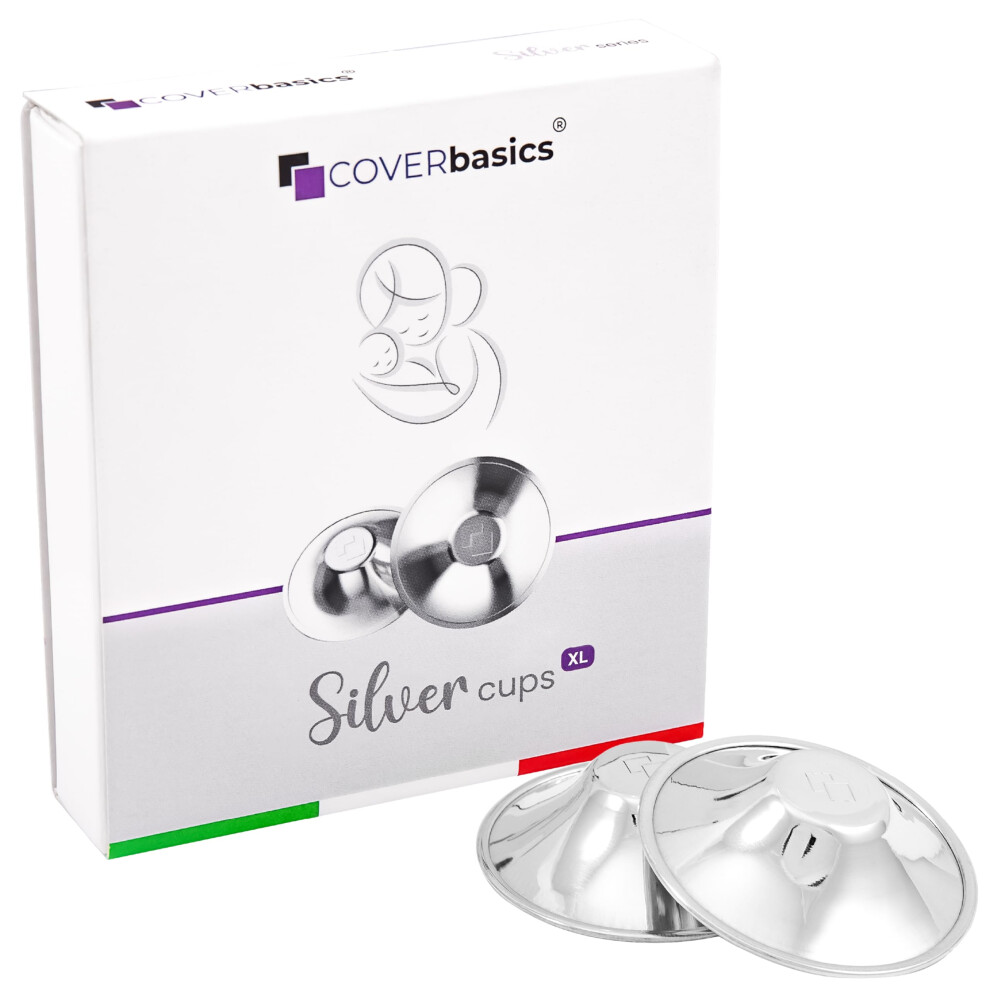 Nipple Shields For Breastfeeding (Silvercups) Nursing Cups For Sensitive Nipples Protection - Medical Device Dermatologically Silver Coverbasics