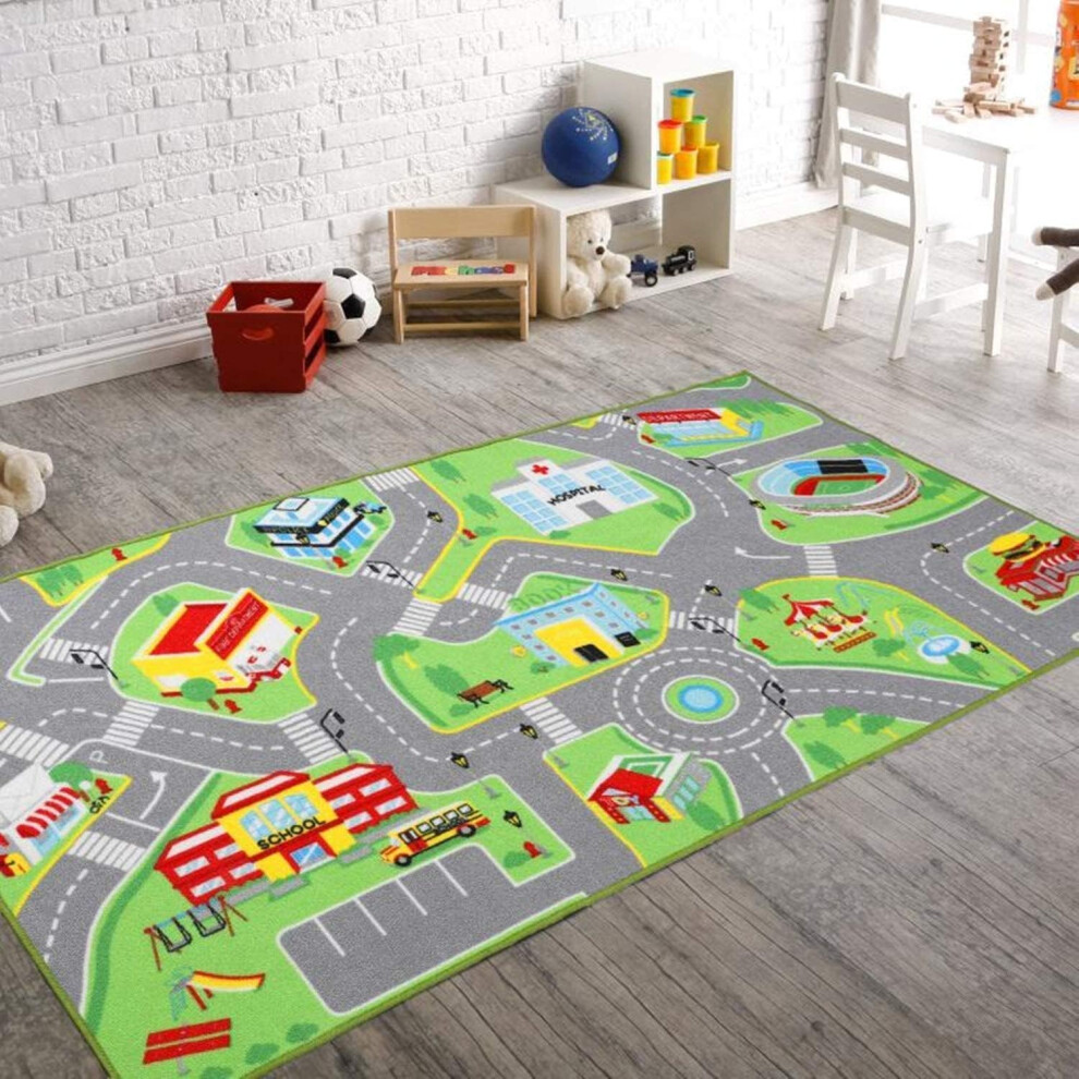 Kids Rug 80X150cm Play Mat For Toy Cars,Colorful And Fun Play Rug With Roads For Playroom Car Rug To Have Hours Of Fun On,Nursery Rug Booooom Jackson