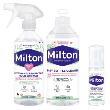 Milton Baby Bottle Cleaner 500 ml Plus Anti Bacterial Surface Spray 500 ml Plus Hand Sanitiser 50 ml Hygiene Bundle
