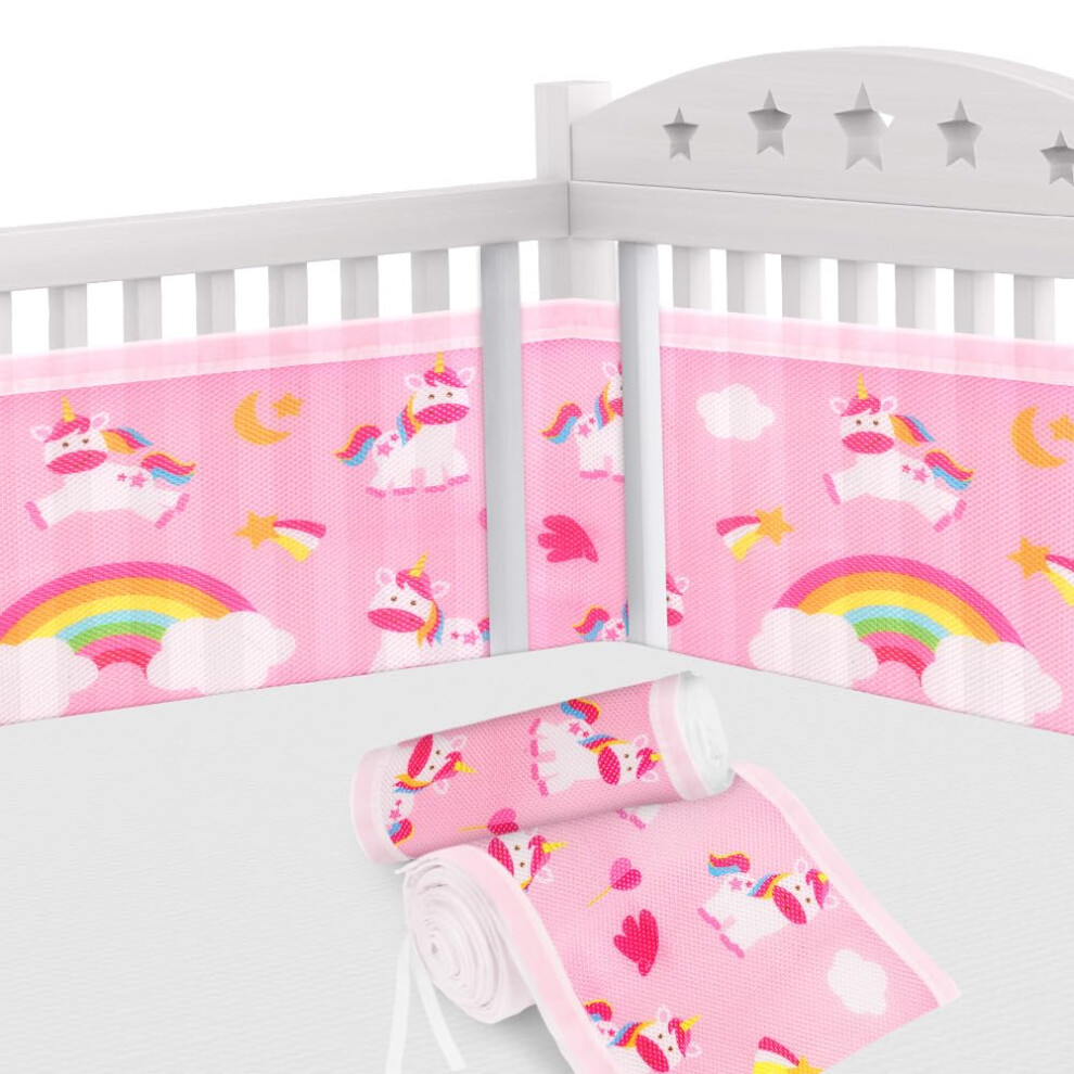 Cot Bumper, 2Pcs Breathable Mesh Cot Liner, Crib Rail Cover Baby Crib Bumper, Baby Boys Girls Nursery Breathable Crib Bed Liner Bumper Aolso